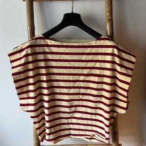 J. Crew Red and Cream Striped Muscle Tee